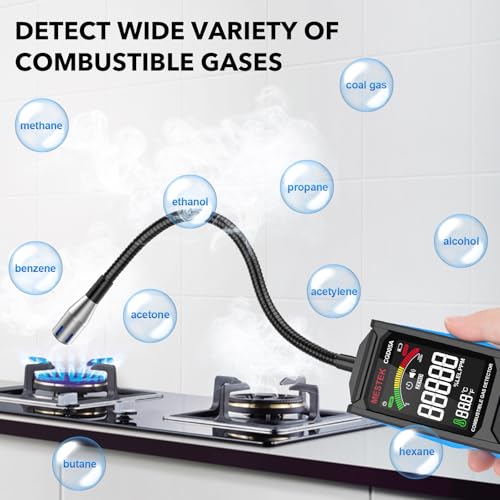 MESTEK Natural Gas Detector, Gas Leak Detector with Long Gooseneck, Locating The Source Like Propane, Methane, and Butane for Home and RV, Rechargeable