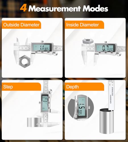 LuxBlue 6" Rechargeable Digital Calipers Measuring Tool with Backlit Screen