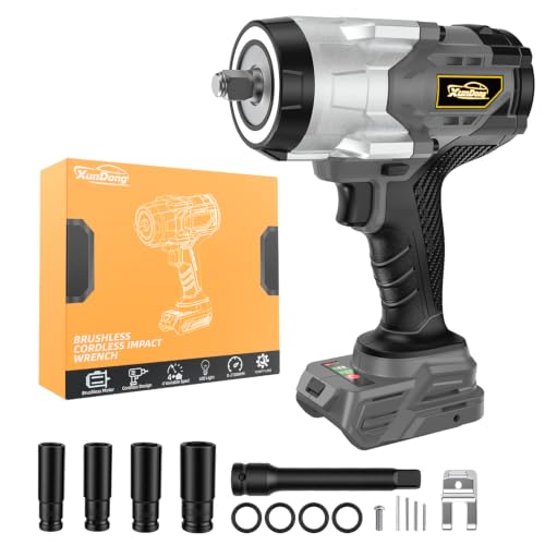 Cordless 1/2" Impact Wrench Compatibe with Dewalt 20V Battery, 1250Ft-lbs(1700N.M) High Torque Impact Gun Heavy Duty, Brushless Electric Power Impact Driver with 4 Sockets&4 Speeds&LED Work Light - size: 1/2" 1700NM Compatibe with Dewalt