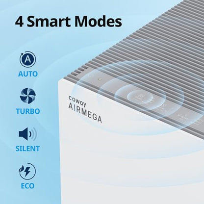 COWAY Air Purifiers for Large Room Whole Home Up to 4,253ft², 2 Sets of XL Washable Pre-Filters and HEPA Filters for Dual Purification, AQI, Turbo Mode, Timer, Wheels, 5yr Warranty, ProX(W) - style: AIRMEGA ProX White