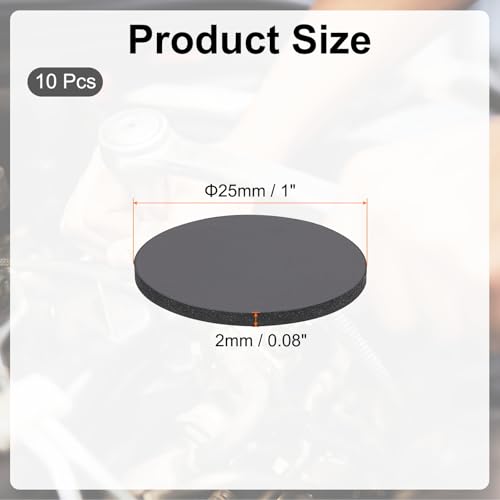 PATIKIL Rubber Solid Discs Washers 25mm OD x 2mm Thick Black 10 Pcs - size: 25mm x 2mm