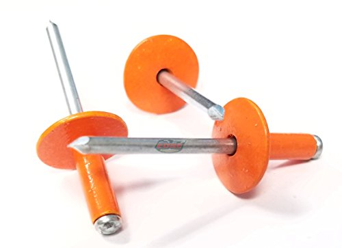 Orange 3/16" Blind Pop Rivets Aluminum Large Head with Steel Mandrel Fasteners .250 - .375 Grip Range - color: Orange