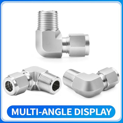 ChillWaves 304 Stainless Steel Compression Tube Fitting, 3/8" OD x 1/2" NPT Male 90 Degree Elbow Compression Union Connector(1-PACK) - size: 3/8" OD x 1/2" MNPT