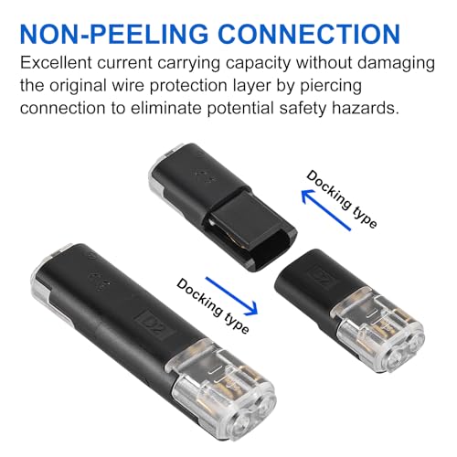 AITRIP 100PCS Double-Wire Plug-in Connector, Pluggable 2 Pin 2 Way Led Strip Lights Connectors Low Voltage Wire Connector with Locking Buckle, Fast Connect Plugs Led Connectors for Strip Lights - color: 100PCS
