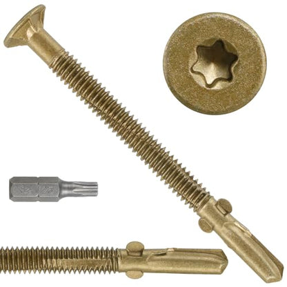 #12 x 2-1/2 Self-Tapping Trailer Deck Screws,550PcsT25 Star Bits Screws - color: Gold, size: #12 x 2-1/2in 550pcs