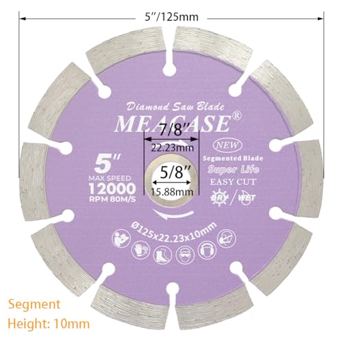 5 inch General Purpose Segmented Diamond Saw Blade for Concrete Masonry Brick Block Stone - style: 5''