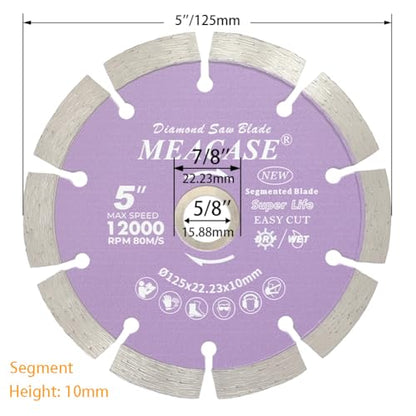 5 inch General Purpose Segmented Diamond Saw Blade for Concrete Masonry Brick Block Stone - style: 5''