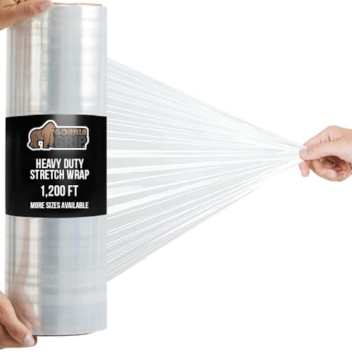 GORILLA GRIP Stretch Film Shrink Wrap for Moving, 1200'x17" Roll - size: 17" - 1200 FT Roll