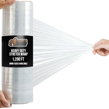 GORILLA GRIP Stretch Film Shrink Wrap for Moving, 1200'x17" Roll - size: 17" - 1200 FT Roll