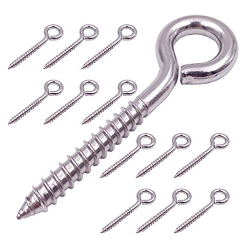 12-Pack 304 Stainless Steel Screw Eyes, Heavy Duty Screw in Eye Hooks Ring for Yoga, Swing Chair, Indoor & Outdoor, Self Tapping, 3.2" - size: 12 Pack