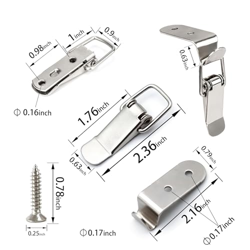 Lesnala 8 Pcs Stainless Steel 90 Degree Spring Toggle Latch