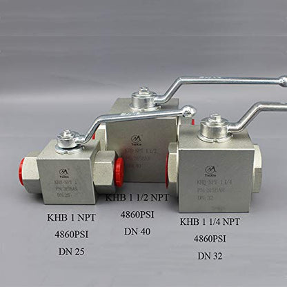 Taixin Hydraulic Valve 1-1/4 Inch NPT Female 4650PSI KHB Hydraulic Ball Valve DN 32 High Pressure Ball Valve - size: 1-1/4 NPT, style: KHB