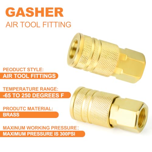 GASHER 12PCS 3/8"FNPT Brass Industrial Coupler,1/4 Flow Quick Connect Air Coupler - size: 3/8" NPT Female Threads