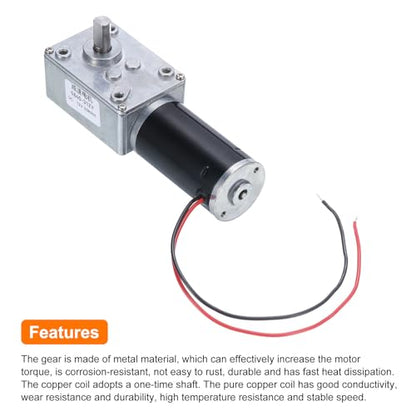 MECCANIXITY High Torque Turbine Worm Geared Motor DC 12V 8mm 50RPM - style: 50 RPM