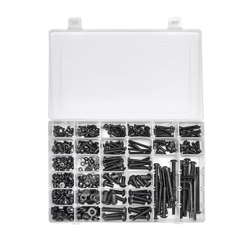 688Pcs M4 M5 M6 M8 Metric Bolt Assortment for Precision Machinery - color: X14-large-688 M4 M5 M6 M8 Button Head(Black)