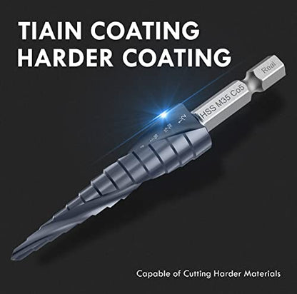 1/8"-1/2" Double Sprial Flute M35 Cobalt Step Drill Bit - size: 1/8"-1/2"(2 Flute)