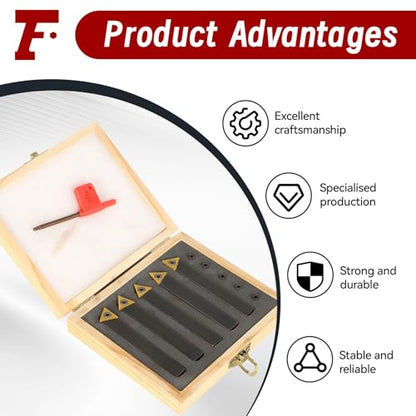 findmall 5Pcs 1/2 Inch Indexable Carbide Lathe Turning Tool Holder - size: 5Pcs 1/2"