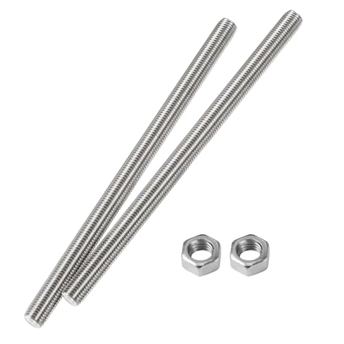 M8 x 150mm Fully Threaded Rod & Studs, 304 Stainless Steel Right Hand Threads Rods, M8-1.25 Thread Pitch for Anchor Bolts, Clamps, Hangers and U-Bolts 2pcs 【with Nuts】 - size: 6-Inch