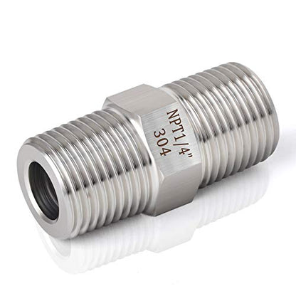 TAISHER 2PCS 304 Stainless Steel Hex Nipple, Pipe Fitting 1/4-Inch Male Pipe x 1/4-Inch Male Pipe - size: 1/4" NPT x 1/4" NPT