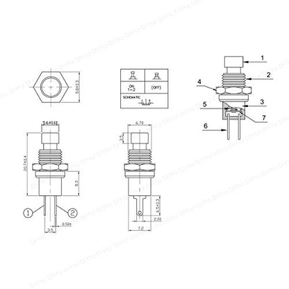 Momentary Push Button Switch, 1A 250VAC SPST Mini Pushbutton Switches Normal Closed(NC) Black & Red Cap - 10pcs - color: Black&Red, size: NC-10