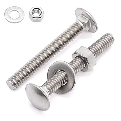 1/4-20 x 2-1/2 Inch Carriage Bolt Kit, 304 Stainless Steel (18-8) with Hex Nuts & Flat Washers - 16 Sets, Round Head Square Neck, Full Thread Coverage by Glvaner - size: 1/4-20 x 2-1/2"