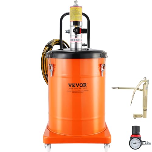 VEVOR Grease Pump, 10.5 Gallon Air Grease Pump with 13 ft High Pressure Hose and Grease Gun, 40L Pneumatic Grease Pump with Wheels, Portable Lubrication Grease Pump - style: 10.5 Gallon