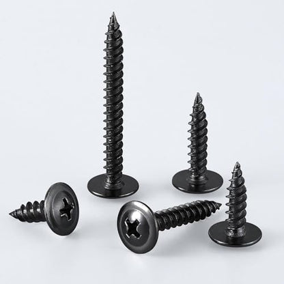 Wensilon（400 pcs）#6×3/4" Phillips Truss Head Wood Screws Black Galvanizing Quick Metal Self Tapping. - color: Black, size: #6×3/4"
