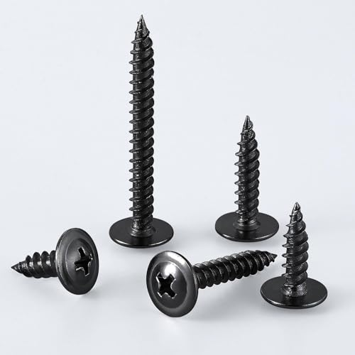 Wensilon（700 pcs）#4×1/2" Phillips Truss Head Wood Screws Black Galvanizing Quick Metal Self Tapping. - color: Black, size: #4×1/2"