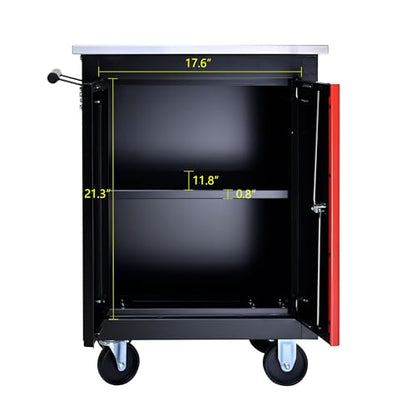 Rolling Tool Chest,Stainless Steel Worktop,Black&Red,2‑Drawer - color: Black, size: 2-Drawers