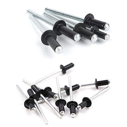 ISPINNER 100pcs 1/8" x 1/2" Aluminum Blind Rivets, 3.2 x 12.7mm Pop Rivets, Pack of 100 (Black) - size: 1/8" x 1/2"