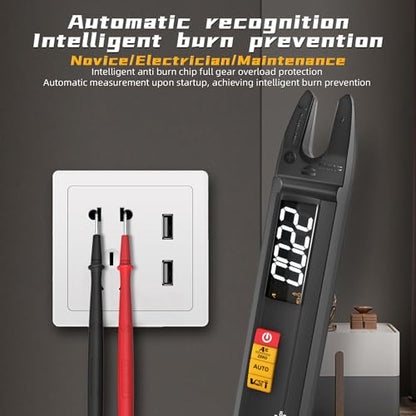 Digital Clamp Meter AC DC Current Open Jaw Fork Meter Rechargeable Auto Ranging Multimeter NCV Amp Volt Ohm Electrical Tester Pen Shape Tester