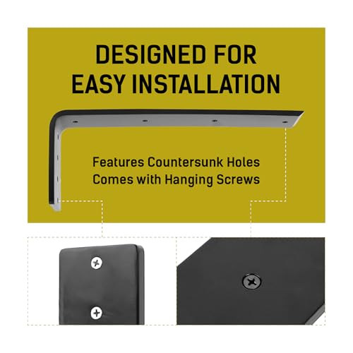 LOSTRONAUT 16" Heavy Duty L Bracket Metal Shelf Support Wall Bracket