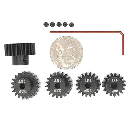 32P Hardened Pinion Gear Set 1/8 inch Hole 17T 18T 19T 20T 21T with Hex Key (Compatible with 0.8 Metric Pitch) - style: 17T 18T 19T 20T 21T