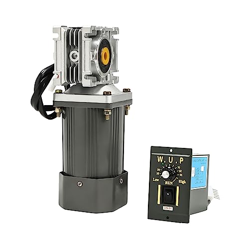 Worm Gear Motor Speed Controller, 120W 6W AC 110V Industrial Reducer Gearbox Electric Reduction Ratio 30:1 Governor 60RPM High Torque Speed 1650rpm Shaft Bore Diameter 14mm Self-Locking and Power Off