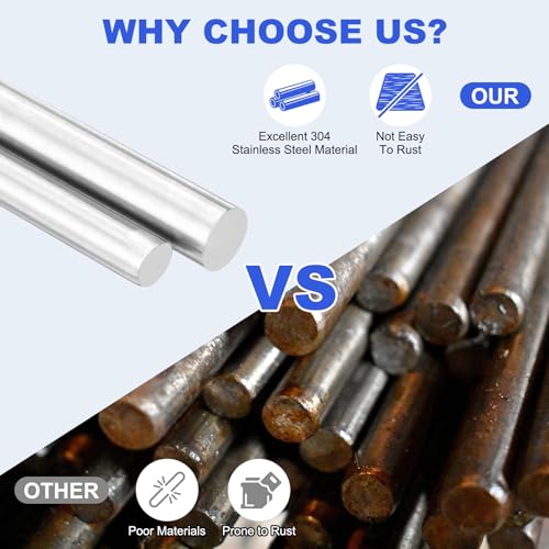 uxcell 5pcs 304 Stainless Steel Round Rods, 1/4" Dia x 16" Length Stainless Steel Metal Solid Shaft Rod Bar for Industry Use Metal Working Hobbies DIY Craft, Silver - size: 1/4" Dia x 16" Length