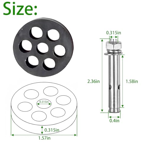[4 Pack] Heavy-Duty Anti-Vibration Pads Rubber Isolator Mounting Brackets Kit with 8 Expansion Screws + 4 Shock Absorbing Pads – Designed for Mini Split AC/Central Air Conditioner/Air Compressor Feet