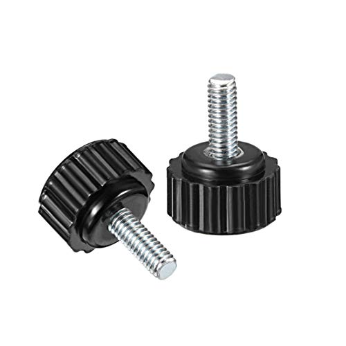 uxcell M4 x 10mm Metric Male Thread Knurled Clamping Knobs Grip Thumb Screw on Type Plastic Threaded Hand Bolt Knobs Black 12 Pcs - size: M4 x 10