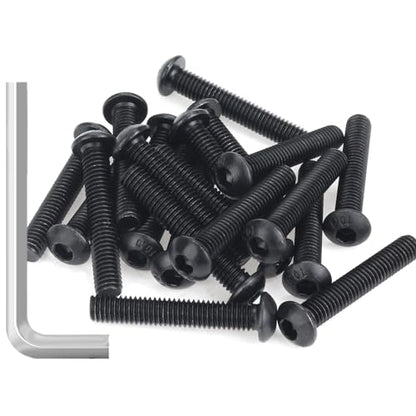 25 Pieces M6 x 35mm Button Head Socket Cap Screws, Thread Pitch 1.0mm, Sutemribor M6 Black Screws, 10.9 Grade Alloy Steel, Black Oxide Finish, Fully Threaded - size: M6 x 35mm, style: Button Head