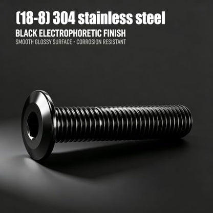 weideer 30pcs M8-1.25x16mm Nuts and Bolts Kit, Stainless Steel 18-8 (304) Flat Head Hex Socket Cap Furniture Bolts,Nylon Lock Nuts with Hex Spanner - size: M8x16mm, style: Flat Head Hex