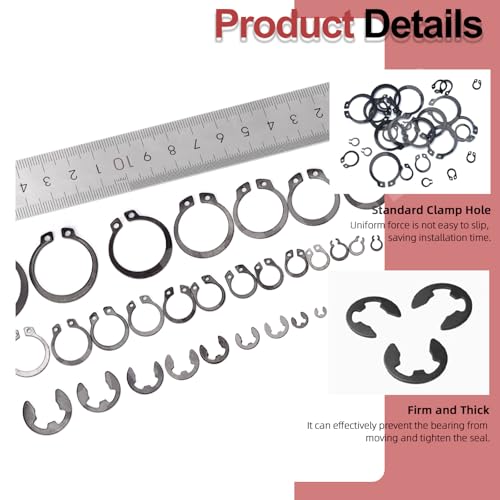 Hilitchi 312Pcs Snap Rings Assortment Kit Manganese Steel C-Clip External Retaining Rings (M4-M28)+ E-Clip External Retaining Ring Assortment Set(1.5mm-10mm) + Snap Ring Plier Set + Tweezer