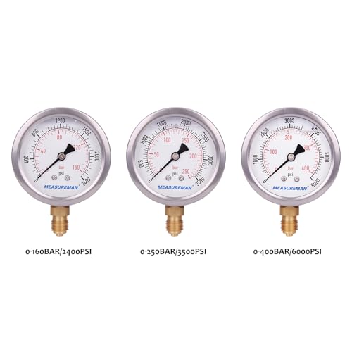 MEASUREMAN Portable Excavator Hydraulic Pressure Test Kit, Includes 3 Pressure Gauges (2400/3500/6000 PSI), 2 Hoses, 6 Test Couplings, for Construction Machinery Systems, Packed in Durable Case - style: Mechanical Hydraulic Pressure Test Kit （11in1）