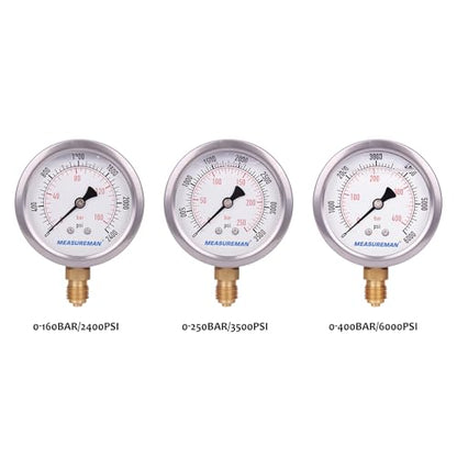 MEASUREMAN Portable Excavator Hydraulic Pressure Test Kit, Includes 3 Pressure Gauges (2400/3500/6000 PSI), 2 Hoses, 6 Test Couplings, for Construction Machinery Systems, Packed in Durable Case - style: Mechanical Hydraulic Pressure Test Kit （11in1）