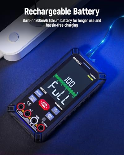 KAIWEETS Digital Multimeter 10000 Counts TRMS Auto Ranging, Rechargeable Smart Multimeter, Color LCD Screen Volt Meter, Measures Voltage, Current, Resistance, Continuity, Capacitance, Frequency - size: KM601s Smart Multimeter