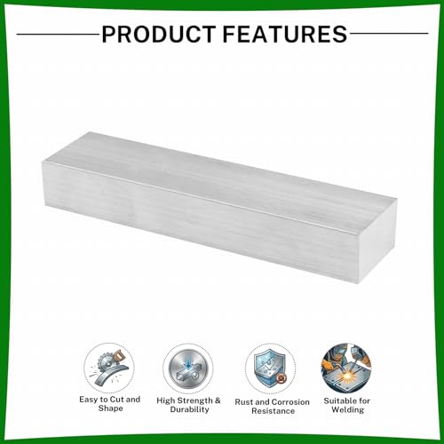 6061 Aluminum Flat Bar, 0.6" Thickness X 1" Width X 4" Length Aluminum Flat Plate, Solid Aluminum Bar for Crafting, Industrial Building - size: 0.6" X 1" X 4"