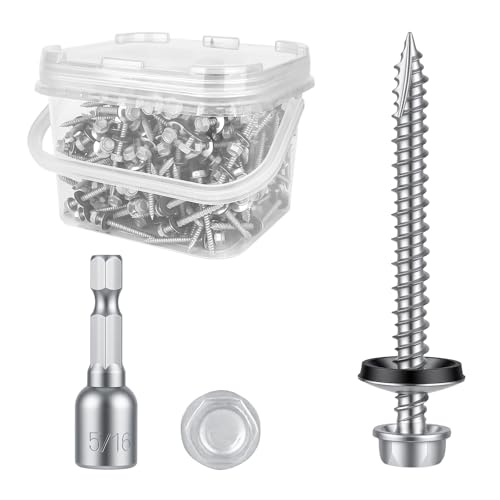 Kryonix Metal Roofing Screws #10 x 2 Inch, 330pcs, Ruspert Coating Screws - size: #10×2”