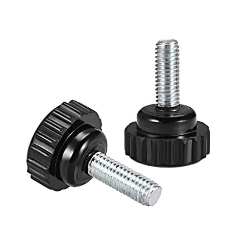 uxcell M6 x 15mm Metric Male Thread Knurled Clamping Knobs Black 4 Pcs - size: M6 x 15