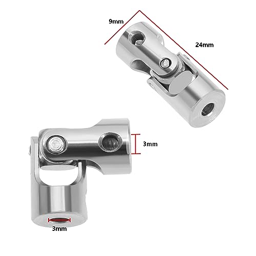 ECSiNG 4Pcs 3mm to 3mm Metal Shaft Coupling Universal Joint Shaft Coupling Flexible Coupling Connector Accessories for Model Car Ships Robots - size: 24mmx9mm