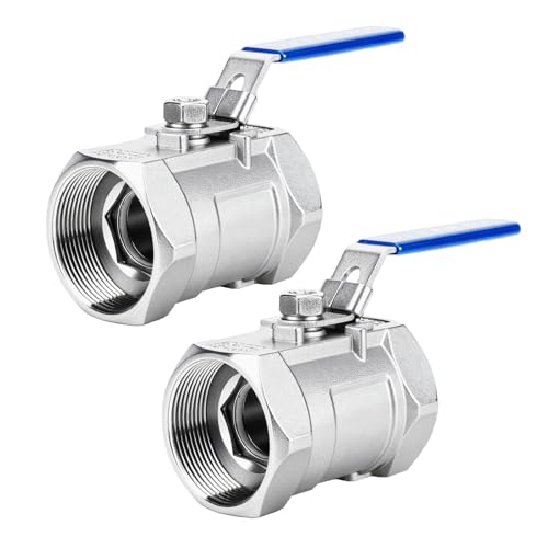 2 Pack 304 Stainless Steel Ball Valves, 2" NPT Female Standard Port Shut Off Valve with Locking Handle Heavy Duty 1000 WOG for Home and Industrial (2 Inch) - size: 2 Inch