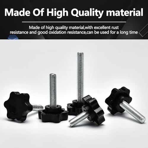 61 Pieces Star Knobs Screw Kit M6 Nylon Black Plastic Replacement Star Hand Knobs with Steel Tightening Screws Standard Metric Handle Thread Stud Bolt Hardware M6x10/12/16/20/25/30/40 mm - size: M6
