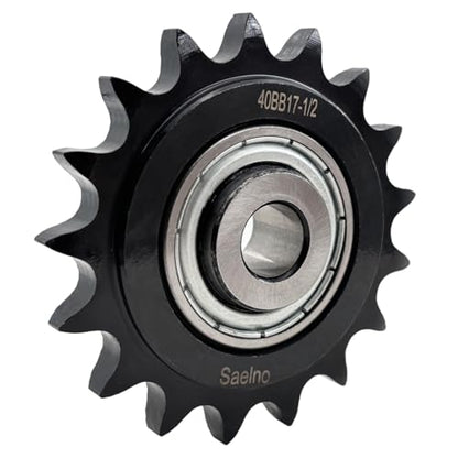 #40 Roller Chain Idler Sprocket Type C 1/2" bore 17 Tooth with Bearing 203KRR2,Hardened Antirust 1045 Steel Drive Sprockets 40BB17-1/2